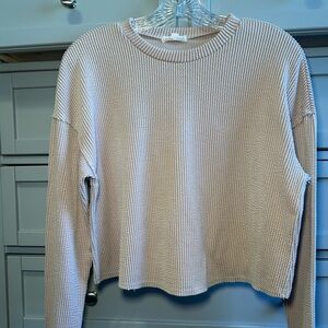 Moa Moa Light Pink Ribbed Knit Crop Top